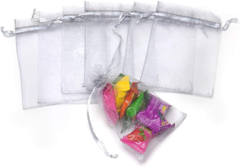 100Pcs Organza Bags with Drawstring, 4x6 Inches Small Mesh Jewelry Candy Pouches for Wedding Party Christmas Favor