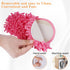 Liitrton 1 Pair Detachable Microfiber Chenille Mop Slippers Shoes, Soft Comfortable Dust Dirt Hair Cleaner (Pink)