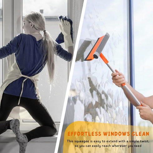 Window Squeegee for Home, Window Cleaner Tool with Extension Pole 20''-30'', for Shower, Car Windshield, Glass Cleaning