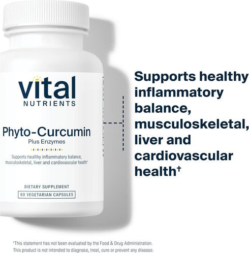 Vital Nutrients Phyto-Curcumin Plus Enzymes, Curcumin Supplements with Phytosome Extract, 60 Capsules