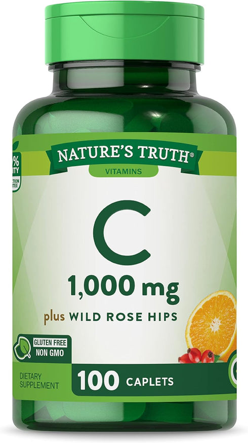 Vitamin C with Rose Hips, 1000 mg, 110 Caplets, Vegetarian, Non-GMO, Gluten Free, by Nature's Truth