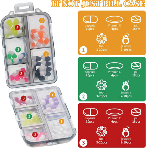 10 Grids Pill Organizer Box, Portable Waterproof Pill Case Holder for Purse, Vitamins, Fish Oil, Daily Travel Use (4