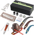 Scotte Handmade Wood Pipe Kit with Replaceable Pipe Stem and Accessories in Gift Box (Black & Brown)