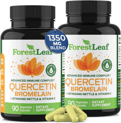 ForestLeaf Quercetin with Bromelain - 1350mg Blend with Vitamin C & Stinging Nettle, 180 Veggie Capsules