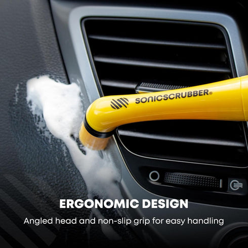 Set 4 SONICSCRUBBER Vehicle Detailing - High Power Car Cleaning Brush - Includes Brush Heads - Suitable for Interior