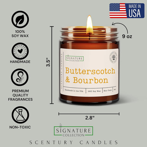 Scentury Apple Maple Bourbon Scented Candle, Many Scents to Choose from, All Natural Non-Toxic Soy Wax, Handmade in The