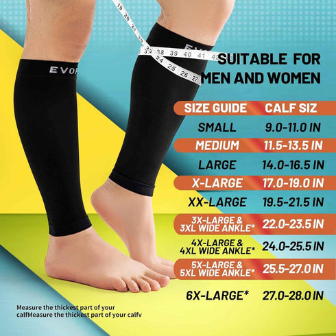 15-20mmHg Wide Calf Sleeve Brace Compression Socks - 1 Pair for Men and Women Leg Support, Pain Relief