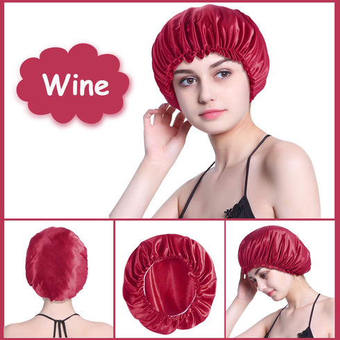 ROYBENS Satin Bonnet for Women - 4PCS Set, Silk Sleep Cap for Curly Hair