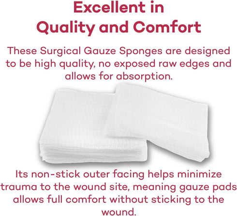 Dealmed 4" x 4" Surgical Sponges - 8-Ply Non-Woven Absorbent Gauze for Wound Care, 200 Count