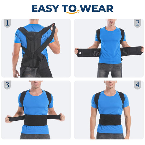 Back Brace Posture Corrector for Women and Men, Adjustable Support for Upper and Lower Back Pain Relief (XL,