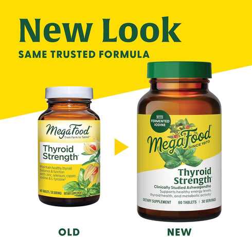 MegaFood Thyroid Strength, Mineral Supplement for Women, 90 Tabs, Thyroid Support with Ashwagandha, Zinc, Selenium,