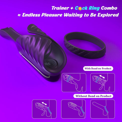 LITLLS Tapping Vibrating Male Masturbator with Bend-to-Fit Testicle Vibrator, Hands Free Penis Vibrator Stroker Trainer