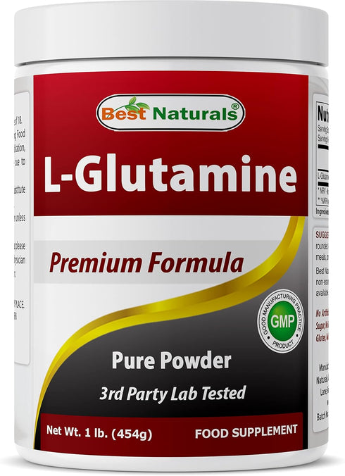 Best Naturals L-Glutamine Powder - 1 Pound, 100% Pure and Free Form, Clinically Proven Recovery Aid