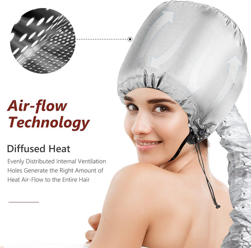 Portable Hair Dryer Bonnet Attachment - Hair Styling, Color, and Conditioning, Silver