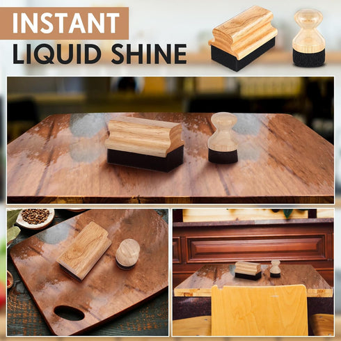 2 Pcs Cutting Board Oil Wax Applicator, Rectangular Circular Wooden Oil for Butcher Blocks
