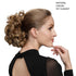 Rose Bud Chignon Hairpiece, Curly Bun Extensions Scrunchie Updo Synthetic Combs for Women, Off Black Natural