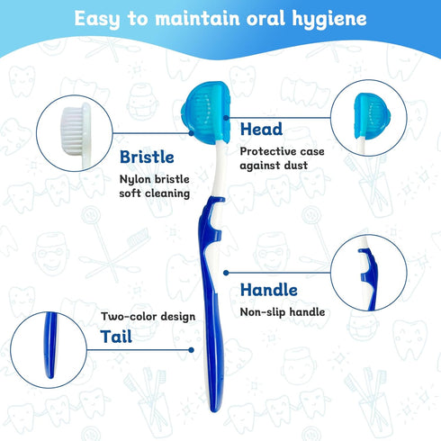 4-Pack Orthodontic Dental Care Kit, Includes Soft Bristle Toothbrushes and Braces-Friendly Flosser
