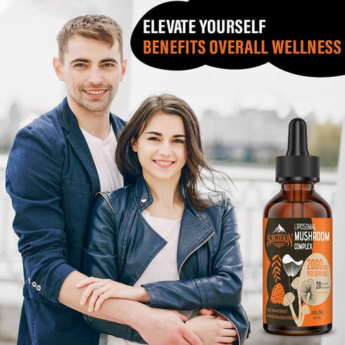 Liposomal Mushroom Complex Drops 2000 MG, 20 Organic Mushroom Extracts for Immunity, Cognitive & Memory - 30 Servings