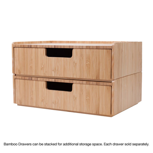 MobileVision Bamboo Makeup Drawer Organizer, Break Resistant Cosmetics Storage Box and Display Case