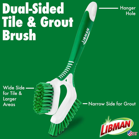 Libman Heavy Duty Scrub Brush Kit, 3 Different Brushes for Household Use, Easy Grip Tub Scrubber & Tile Brush