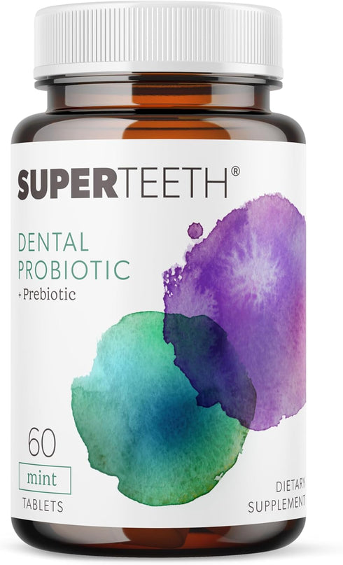 SuperTeeth Chewable Dental Probiotic for Adults & Kids | 60 Mint Flavored Tablets | Oral Health, Vegan Supplement