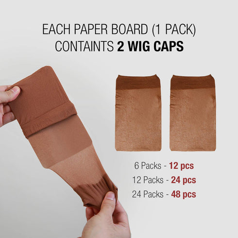 STUDIO LIMITED 12 PCS Ultra Thin & Expandable Stocking Wig Cap, 2 Wig Caps per Pack (6 Pack, Transparent)