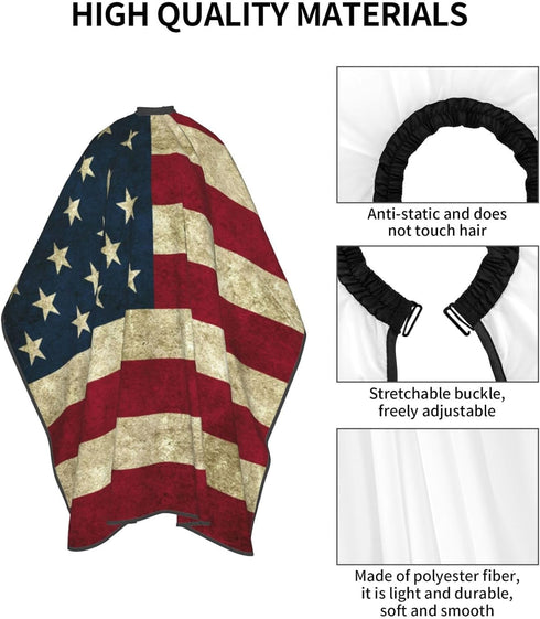 Vintage American Flag Hair Cutting Barber Cape - Hair Salon and Dyeing Styling Cloth for Women/Men