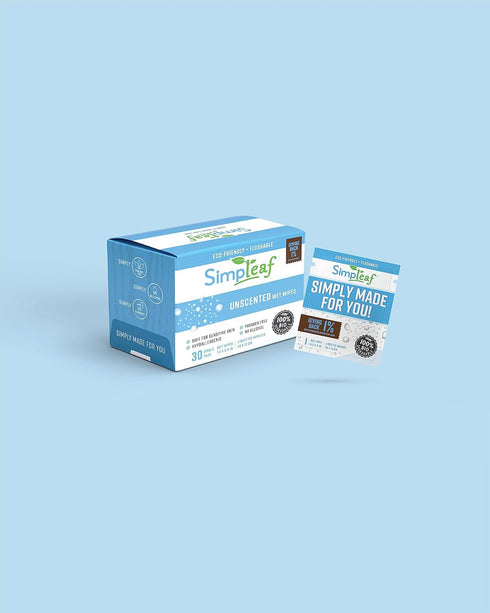 Pack (30 2 Pack 60 Counts Simpleaf Flushable Unscented Single Wet Wipes | Paraben & Alcohol Free | Hypoallergenic