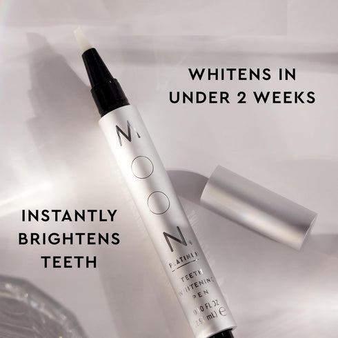 MOON Teeth Whitening Pen, Gentle on Sensitive Teeth, Vegan Whitening Gel with Antioxidants & Essential Oils - Platinum