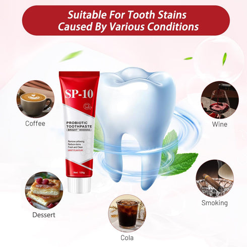 Hannahcos SP-10 SP-10 4.23oz Probiotic Toothpaste, Probiotic Toothpaste Whitening, Fresh Breath, Deep Cleaning Care