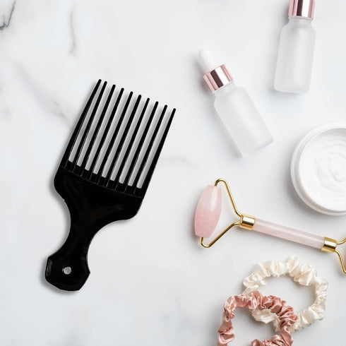 Plastic Hair Pick Comb, Wide Tooth Afro Lift Picks, Pack of 4 Combs for Styling and Detangling
