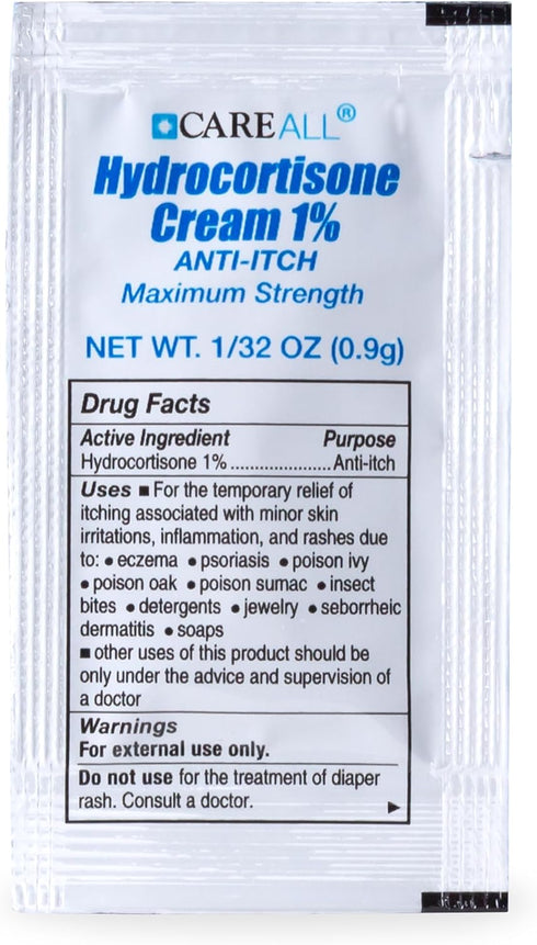 CareAll Hydrocortisone Cream 1% (144 Pack), Maximum Strength Anti-Itch Skin Cream for Eczema, Insect Bites