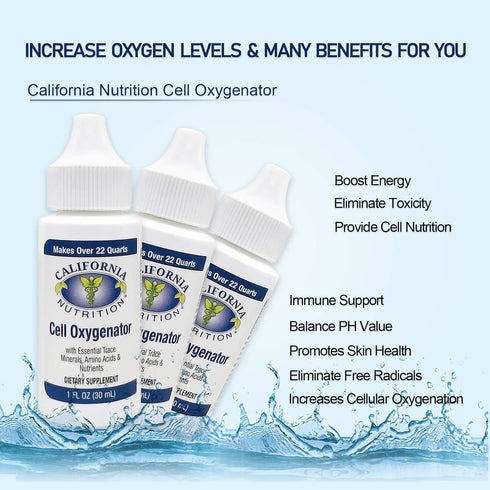 Cell Oxygenator Oxygen Boost - 1fl oz (30ml) Liquid Oxygen Dietary Supplement with Zinc, Trace Minerals & Amino Acids