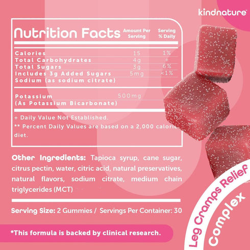 Kind Nature High Potassium Supplement 500mg, Chewable Gummies for Adults & Kids, Vegan, 60 Gummies