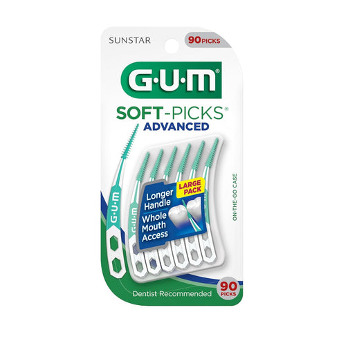 GUM Soft-Picks Advanced Dental Picks for Teeth Cleaning, Disposable Interdental Brushes, 90ct (4pk)