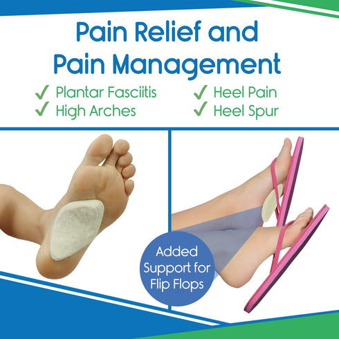 ViveSole Arch Supports for Women & Men - 12 Pack Felt Insert with Adhesive - Foot Pads for Shoes, Sandals, and Boots