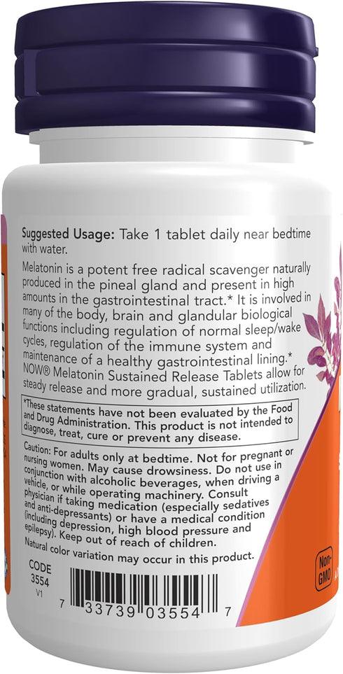 NOW Foods Melatonin 5 mg Supplements, Sustained Release, 120 Tablets for 4-Hour Release