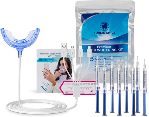 Teeth Whitening Kit with 32xLED Light, Professional Complete at Home Smart Phone Whitening System for iPhone/Android/USB