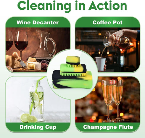 Magnetic Glass Cleaner Kit - Deep Cleans Hard-to-Reach Glassware & Narrow Pipes Two Reusable Silicone Scrubbers