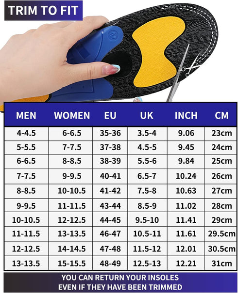 (220+lbs) Heavy Duty Support Orthotics for Pain Relief, Plantar Fasciitis Insoles for Men Women