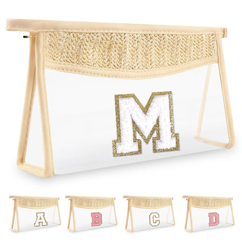 Personalized Initial Letter Bag, Cute Chenille Varsity Makeup Bag, Portable Monogrammed Cosmetic Bag for Women