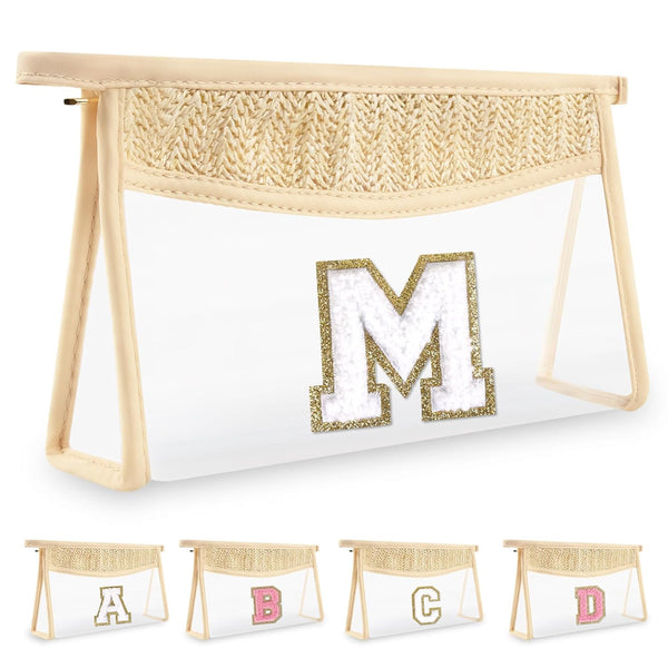 Personalized Initial Letter Bag, Cute Chenille Varsity Makeup Bag, Portable Monogrammed Cosmetic Bag for Women