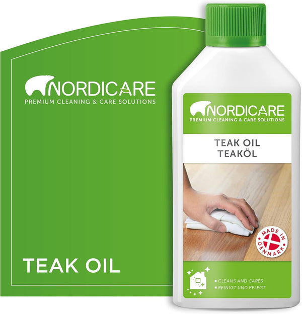 Nordicare Teak Oil (525 ml), Wood Oil for Indoor Area, Revives Original Color of Wood, Premium Teak Oil with Stain