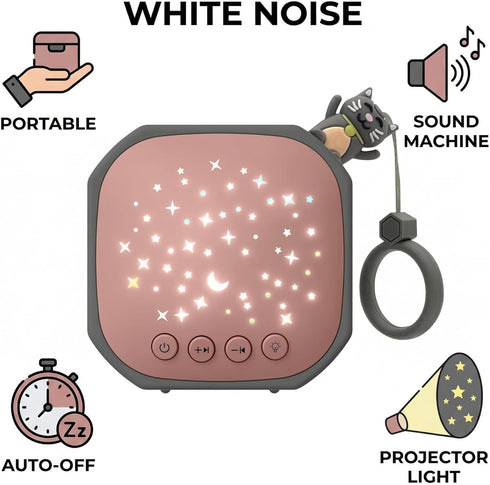 Portable White Noise Sound Machine with Star Projector | Sound Therapy Calm Music Machine Baby Sleep Soother with Hook