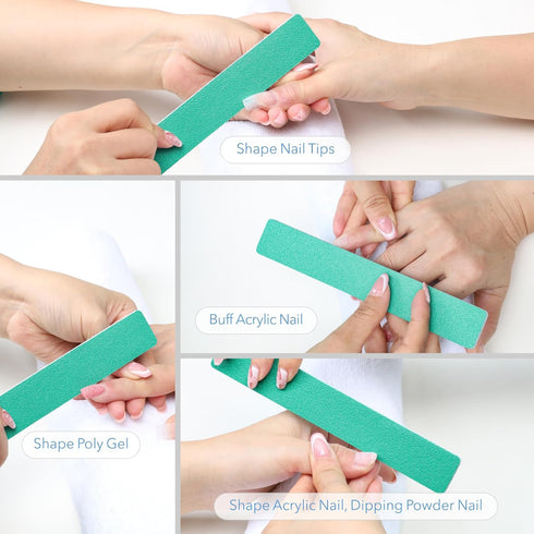 Nail File, 50 Pcs Nail Files 100/180 Grit for Acrylic Nails Gel Nails Dip Powder Nails Poly Gel Washable Reusable Double Sided Buffering