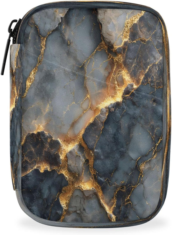 Skerhhux Black Gold Marble Pill Case Travel Pill Organizer Weekly 7 Day Portable