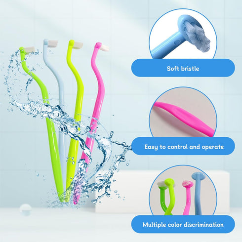 4-Pack End Tuft Toothbrushes, Ultra Soft Orthodontic Brushes for Braces and Detailed Cleaning
