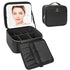 Relavel Travel Makeup Bag with LED Mirror, Cosmetic Train Case, Portable Makeup Artist Organizer with Adjustable