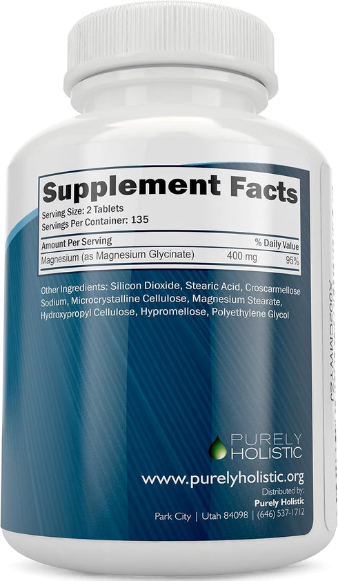 Magnesium Glycinate 400mg - 270 Tablets, Highly Bioavailable Elemental Magnesium for Sleep, Stress Relief