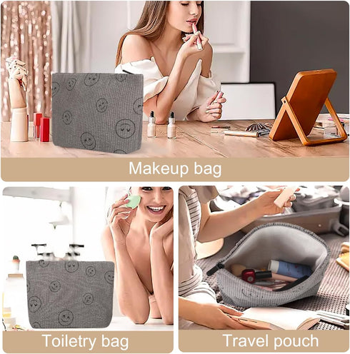 Preppy Cute Corduroy Cosmetic Bag Makeup Bag for Women Travel Essentials (greygrey) Toiletry Bag